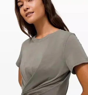 Lululemon Time To Restore Sage Gray Short Sleeve Wrap Around T Shirt thumbnail 1