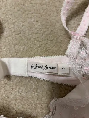 For Love & Lemons White and Light Pink Embroidered Evie Bra thumbnail 2