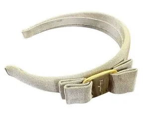 Salvatore Ferragamo Vara Nylon Headband Cream With Certificate of Authenticity thumbnail 1