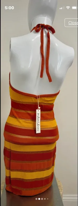 For Love & Lemons Tori Mini Dress in orange thumbnail 2