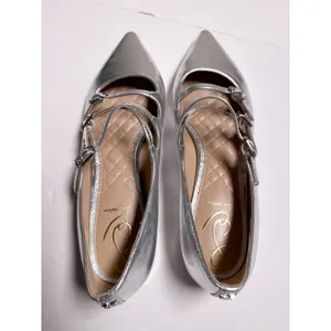 Sam Edelman Cass Silver Triple Strap Mary Jane Flats 8.5 Like New thumbnail 7
