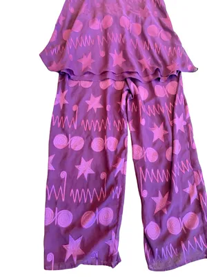 Victoria's Secret Gold Label Purple Pink Star Print Pajama Set Medium Women's thumbnail 11