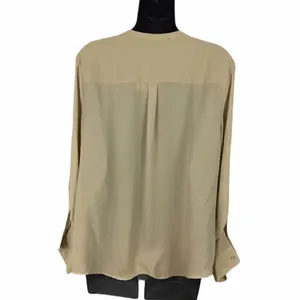 Anne Klein champagne roll sleeve zip neck blouse thumbnail 5