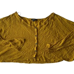 Slouchy Top Golden Mustard Indie Sleaze Lagenlook Boho Ribbed Knit Popover M thumbnail 4