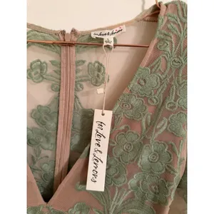 For Love & Lemons Dress Womens Large Nude Green Floral Embroidered‎ Mini $298 thumbnail 4