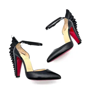 Christian Louboutin Black Fadonna Ruffle Wing Heels Pumps EU 36 thumbnail 1