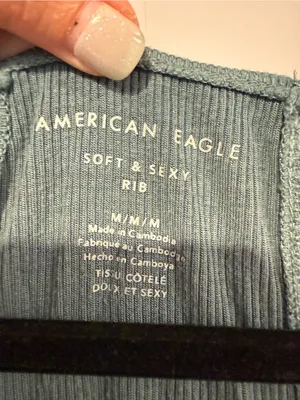 American Eagle Outfitters Green Teal Ribbed Soft and Sexy Cami Tank Top thumbnail 2