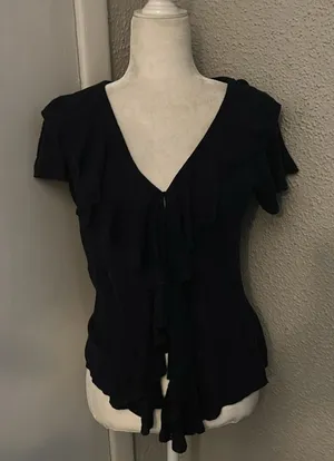 Lauren Ralph Lauren Purple Linen Ruffle Top S Lightweight Classic Heritage Boho thumbnail 1