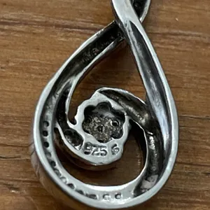 925 Sterling Silver Diamond Infinity Knot Pendant Necklace Charm Love Eternity thumbnail 4