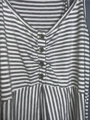 Angel Maternity Striped Spaghetti‑Strap Midi Dress in Gray and White Small thumbnail 3
