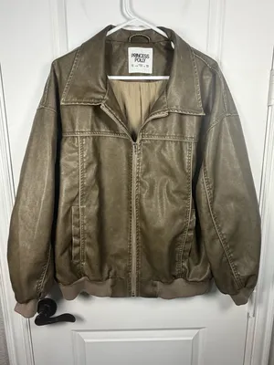 Princess Polly Goldsmith Faux Leather Oversized Bomber Jacket in Washed Brown thumbnail 1