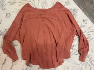 We The Free by Free People Waffle Knit Long Sleeve Top - Dusty Rose | Size XS thumbnail 6