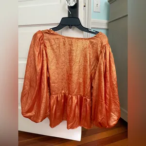 Orange shimmer long sleeve top medium thumbnail 3