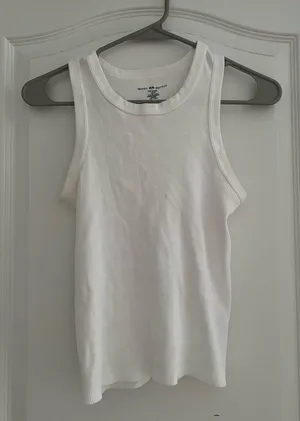 Brandy Melville White Tank Top Ribbed thumbnail 1