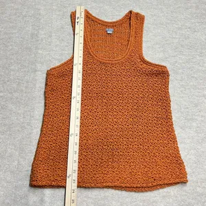Aerie‎ Women Burnt Orange Crochet Open Knit Tank Top Scoop Neck Small EUC Boho thumbnail 6