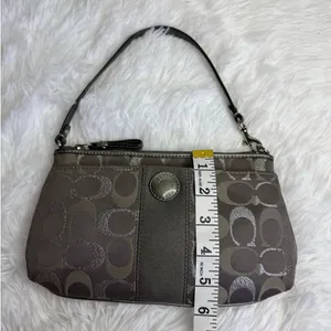 COACH y2k Gray Silver Signature Canvas Mini Purse Wristlet thumbnail 11