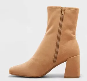 a new day Tan Block Heel Faux Suede Ankle Booties Size 9.5 thumbnail 1