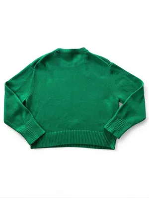 BRIT.NY Green Golf Love Embroidered Cotton Knit Crewneck Sweater Size M Preppy M thumbnail 2