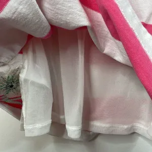 Y2K Juicy Couture Passion Pink/White Stripe Hibiscus Embroidered Dress Small thumbnail 9