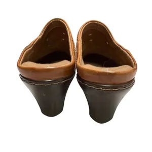 Clarks Brown Leather Chiffon Lily Block Heel Clogs SZ‎ 8 thumbnail 5