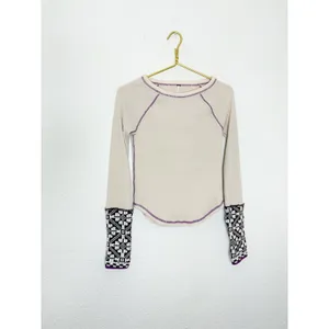 Free People She's Reversible Cuff Thermal Tee Oatmeal Size Small Bohemian thumbnail 4