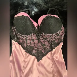 Felina Pink & Black Lace Bustier Corset - Small thumbnail 4