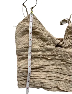Zara Women’s Cropped Smocked Tank Top S Pinstripe Boho Summer Romantic Pleated thumbnail 6