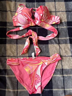 aerie Pink Floral-Print Padded Bikini Top 34B y M thumbnail 12