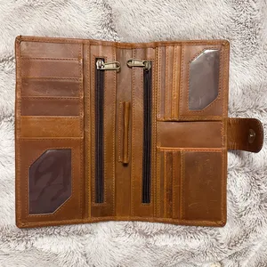 Handmade Women’s Extra large Leather & Cowhide Wallet Brown thumbnail 2