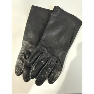 FOWNES Long Vtg Black‎ Leather Soft Gloves Womens Sz 7.5 G thumbnail 2
