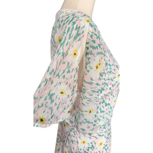 Luxology Women Pink Mint Floral‎ Faux Wrap Maxi Dress Short Flutter Sleeve NWT thumbnail 7