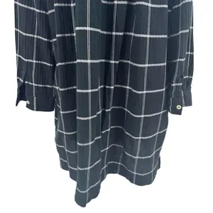 Madewell Collarless Shirtdress in Windowpane True Black‎ Size Medium thumbnail 11
