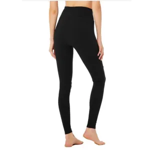 Alo Yoga Warrior High Rise Waist Edgy Goth Black Ripped Slashes Leggings S thumbnail 4