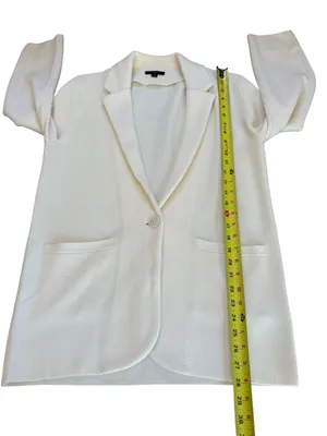 J Crew Cecile Relaxed Sweater Blazer Cotton Wool Blend Womens Small Ivory thumbnail 5