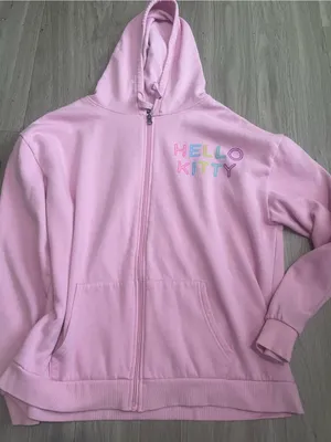 Hello Kitty Pastel Pink Zip Hoodie with Rainbow Lettering thumbnail 1