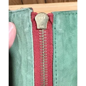 Vintage Dooney & Bourke Brown Leather 10.5" Red Zipper Panel With Brass Hardware thumbnail 3