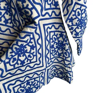 Sézane NWT Alizia Dress Sz 38 Linen Cotton Blend Texuted Embroidered thumbnail 14