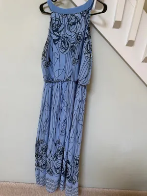 Robbie Bee Periwinkle Blue Floral Halter Maxi Dress thumbnail 7