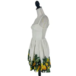 Amanda Uprichard Napoli Lemon Print Cotton Mini Dress White Size‎ S thumbnail 7