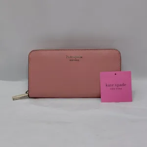 Kate Spade Womens Saffiano Leather Wallet Pink Zip Travel Minimalist Classic thumbnail 10