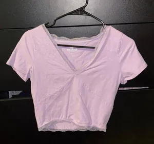 Hollister Purple with Lace Trim Cropped Top thumbnail 1
