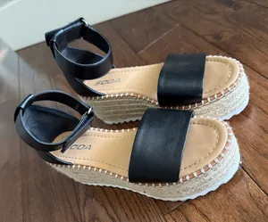 Soda Espadrille Sandals Platform Black thumbnail 1
