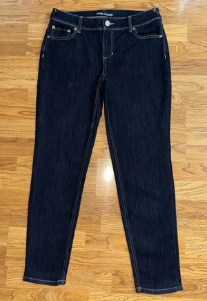 Maurices Jeans Women's Size 12 Regular Dark Wash Skinny Taper Leg Embroidered thumbnail 1