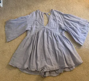 Free People Light Blue Flowy Romper thumbnail 1