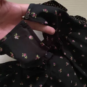 Gap pink rose bud black swing blouse, size large thumbnail 9