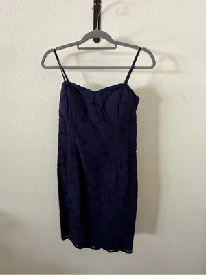 Lilly Pulitzer Shelli Eyelet Mini Dress Navy Blue thumbnail 4