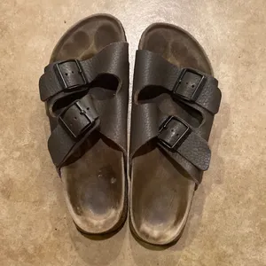 Betula Birkenstock Arizona Double Strap Soft Leather Brown Sandal thumbnail 1