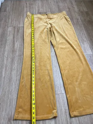 Juicy Couture Mustard Yellow Velour Wide-Leg thumbnail 4