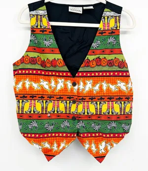Basic Editions Womens Vintage 90s Halloween‎ Teacher Vest Size M Pumpkins Spooky thumbnail 1