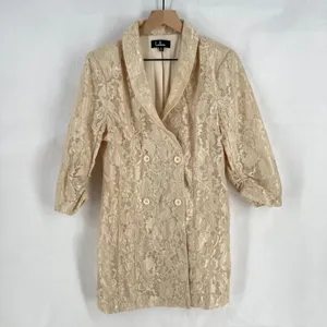Lulus‎ Ronan Blazer Dress Womens M Red Beige Lace Floral Lined Double Breasted thumbnail 2